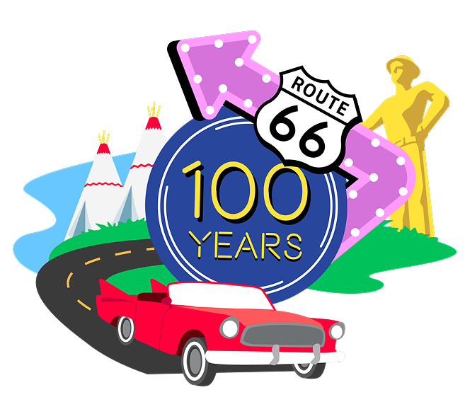 100-Years-Graphic 1 illustration of the cars at Cadillac Ranch